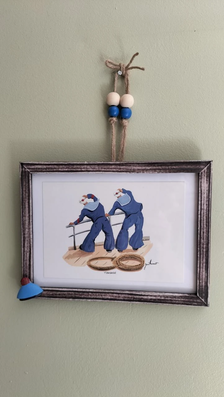 Hanging frame, watercolor painting; sailors – photo 2